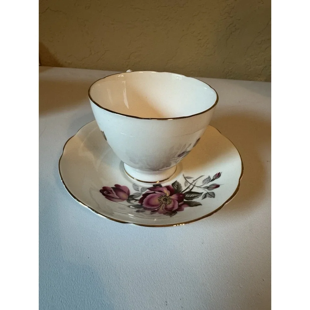Vintage Royal Imperial Bone China Pink Rose Teacup And Saucer England